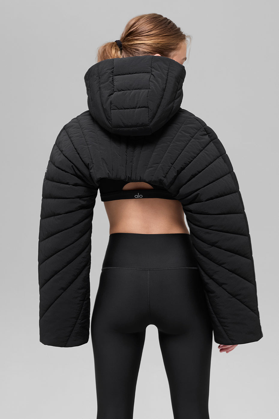 Quilted Starlight Puffer Shrug - Black