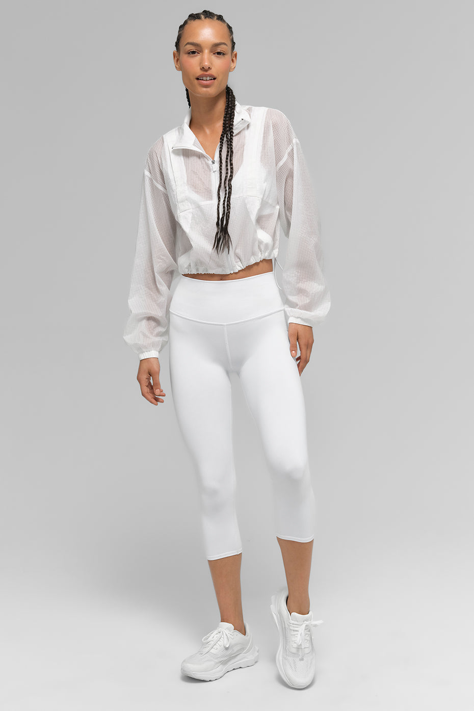 High-Waist Airbrush Capri - White