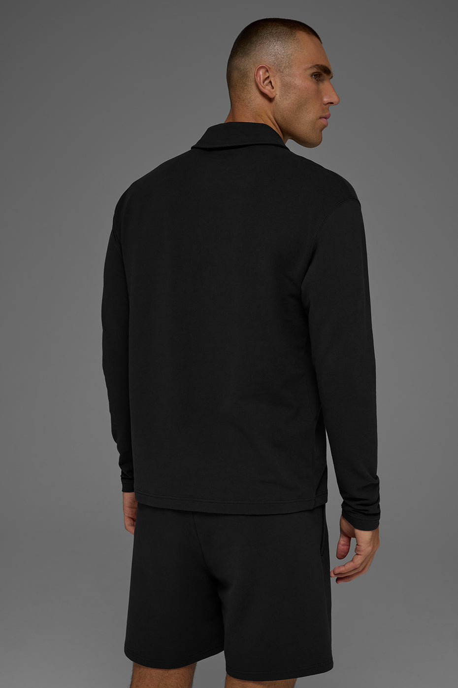 Double Take Long Sleeve Polo - Black