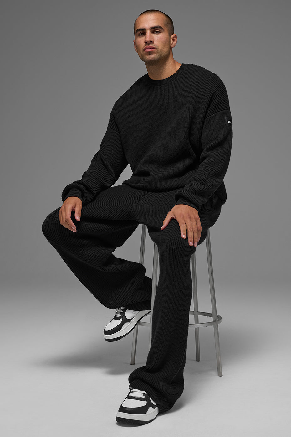 Domain Rib Knit Sweatpant - Black
