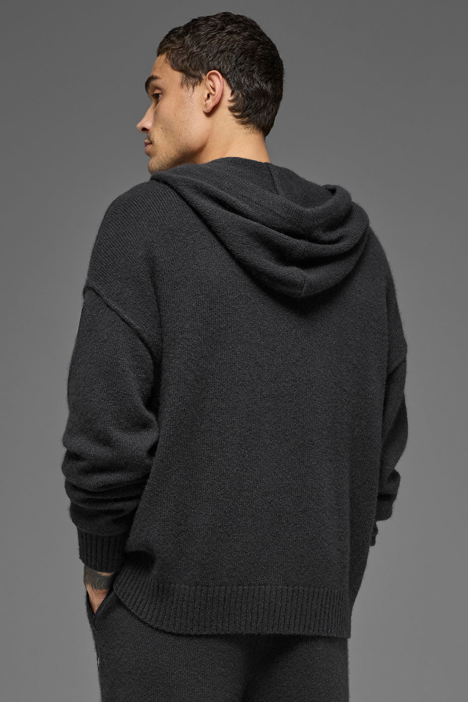 Wool Cashmere New Class Full Zip Hoodie - Black
