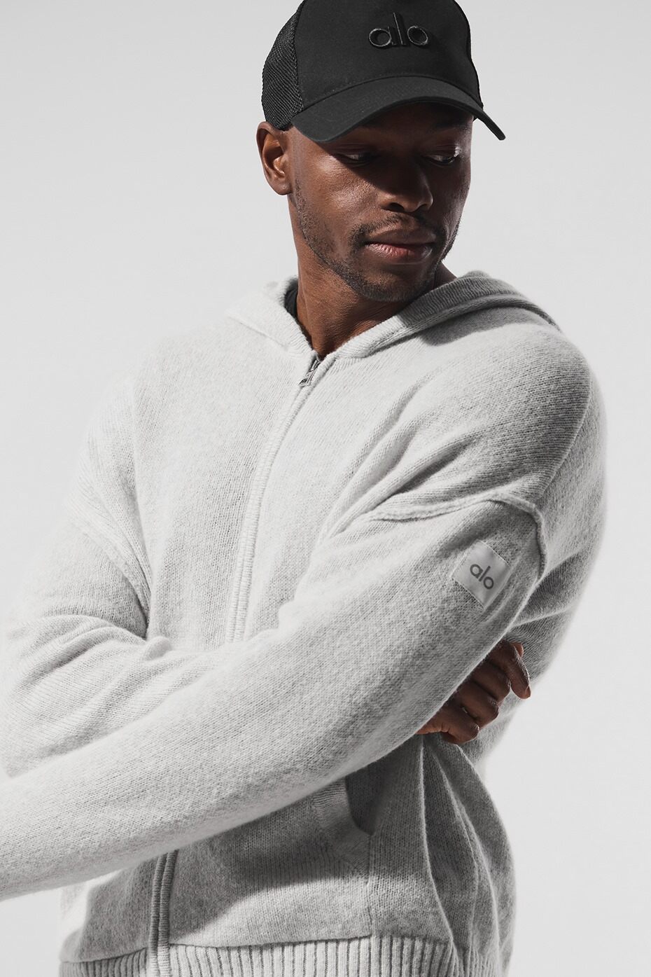 Wool Cashmere New Class Full Zip Hoodie - Pearl Grey Heather