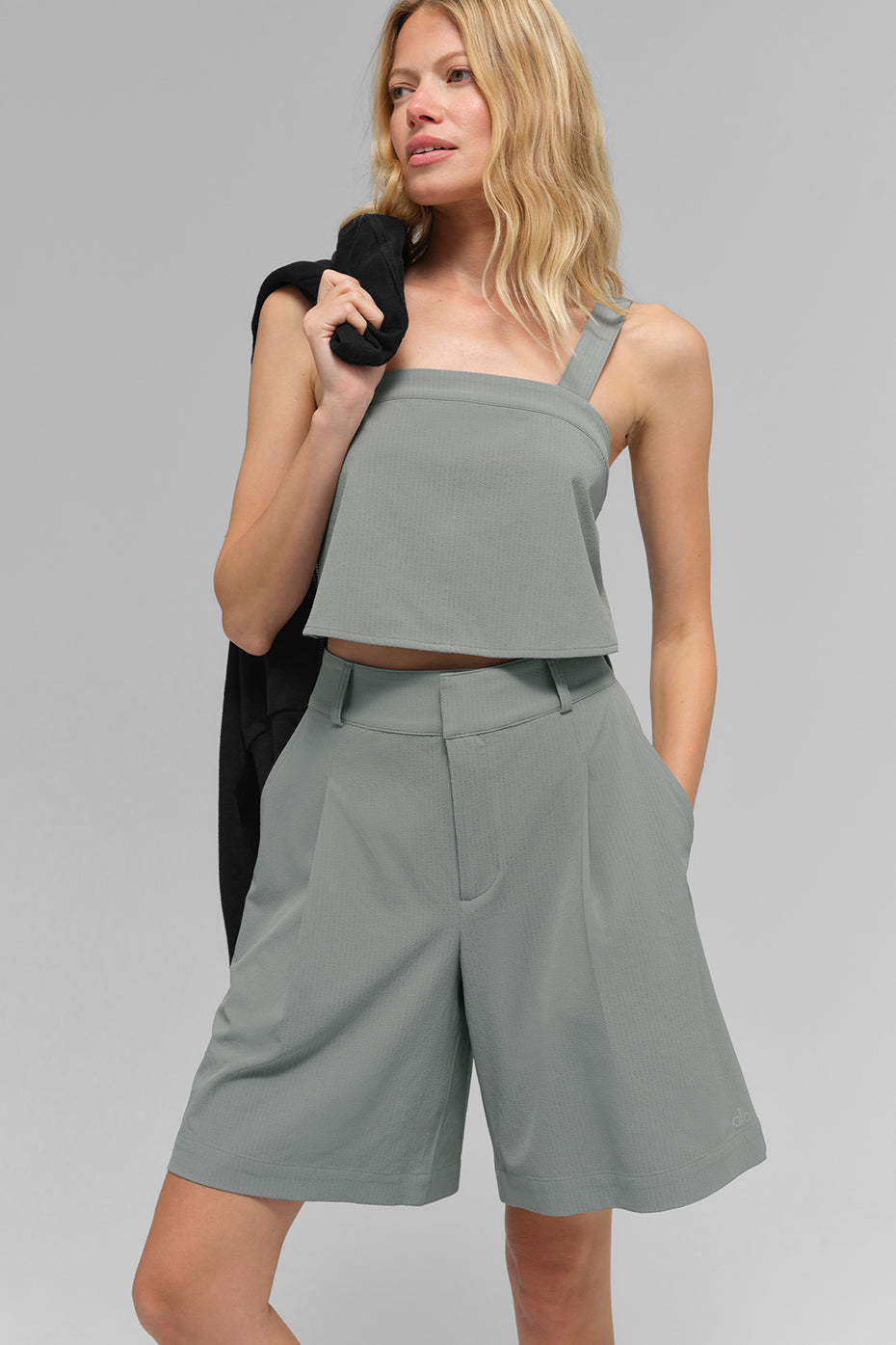 Cropped Dreamscape Tank - Lunar Grey