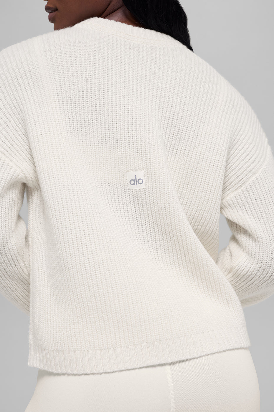 Wool Cashmere Ribbed Noble Crewneck Sweater - Ivory