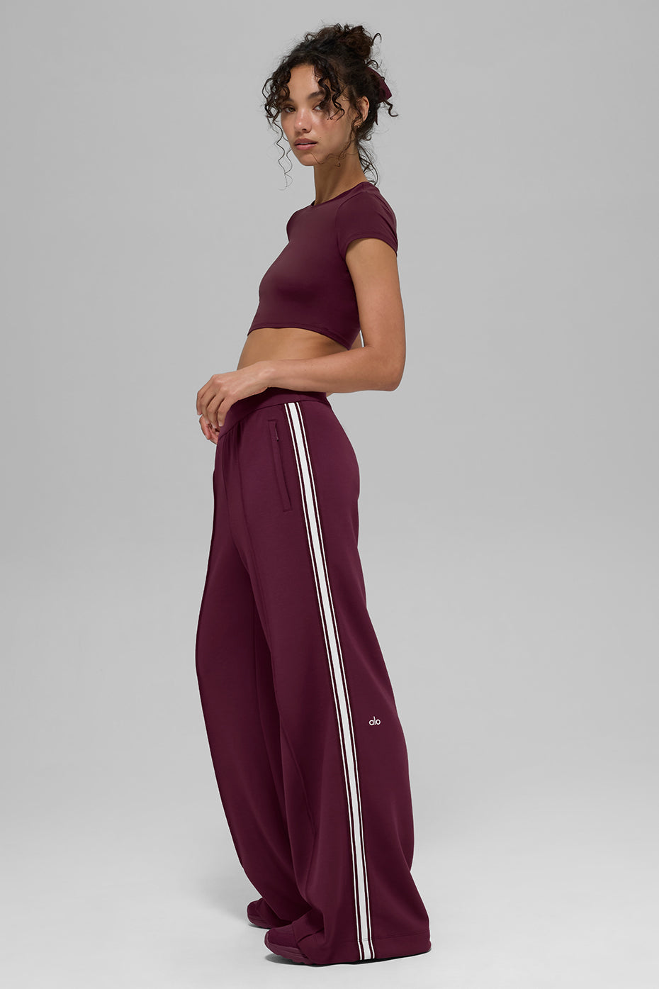 Track Star Wide Leg Pant (Regular) - Burgundy