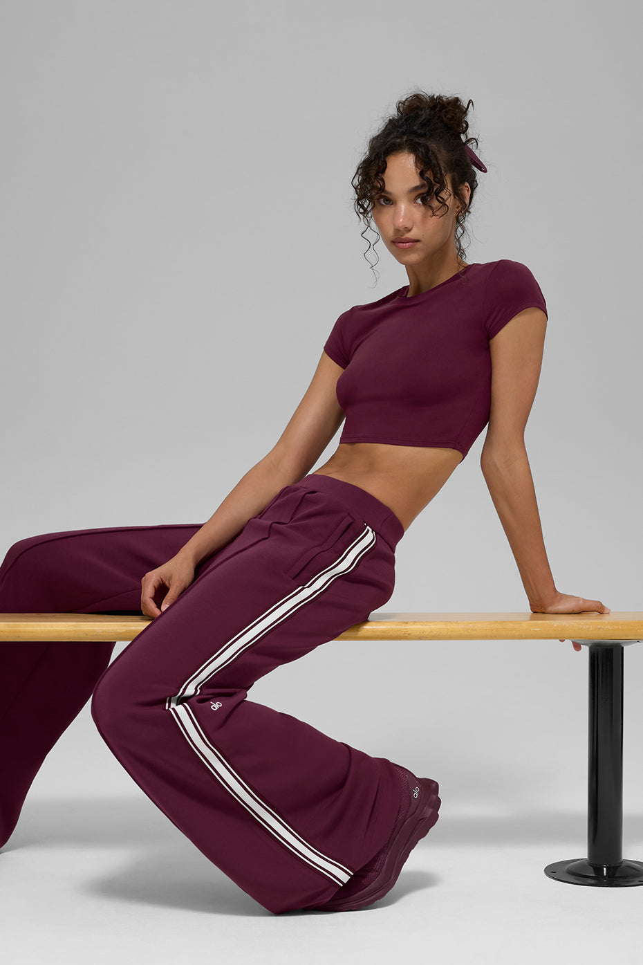 Track Star Wide Leg Pant (Regular) - Burgundy