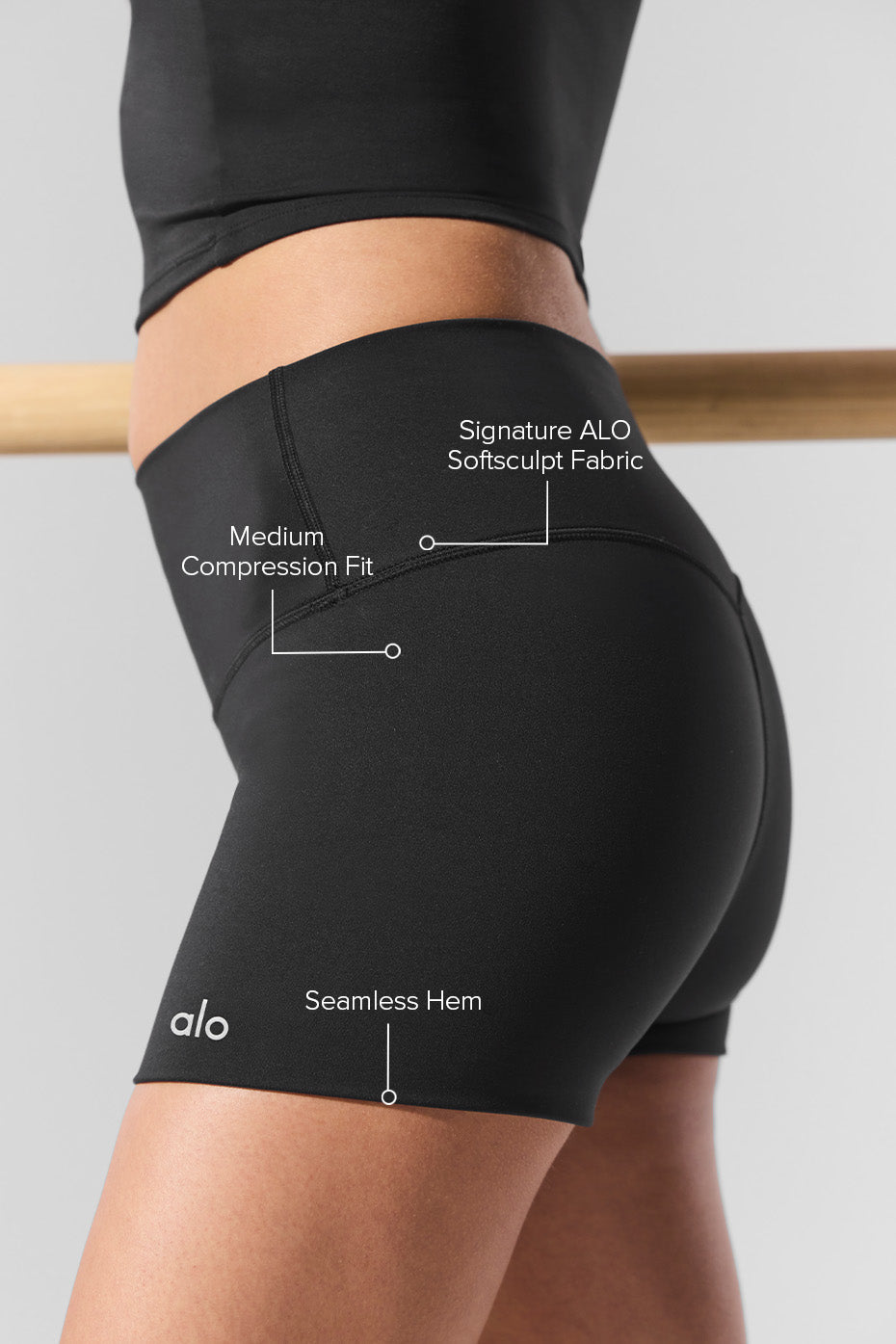 3" ALO Softsculpt High-Waist Precision Short - Black