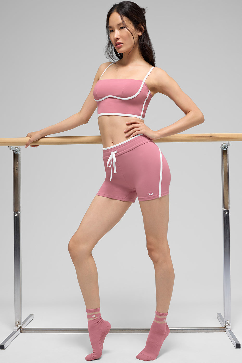 4" Airbrush High-Waist Race Pace Short - Pink Wild Rose/White